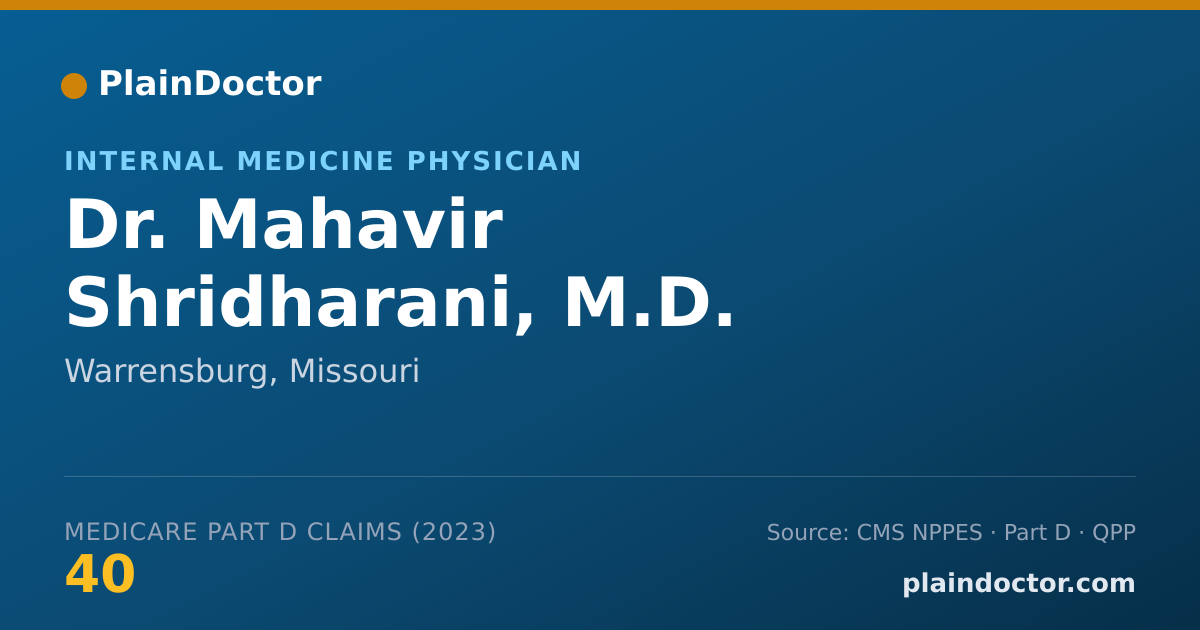 Shareable card for Mahavir Shridharani, M.D. - Internal Medicine Physician, Warrensburg, MO