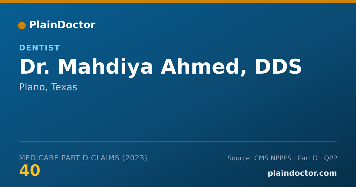 Shareable card for Mahdiya Ahmed, DDS - Dentist, Plano, TX