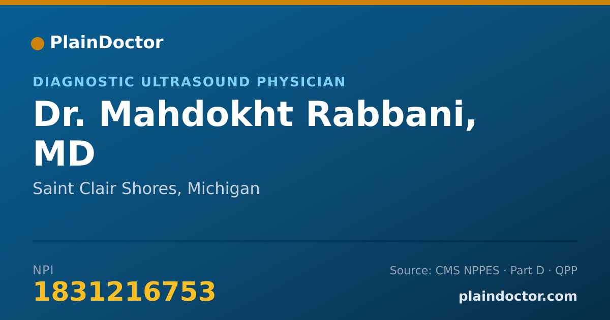 Shareable card for Mahdokht Rabbani, MD - Diagnostic Ultrasound Physician, Saint Clair Shores, MI