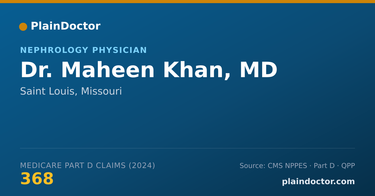 Shareable card for Maheen Khan, MD - Nephrology Physician, Saint Louis, MO