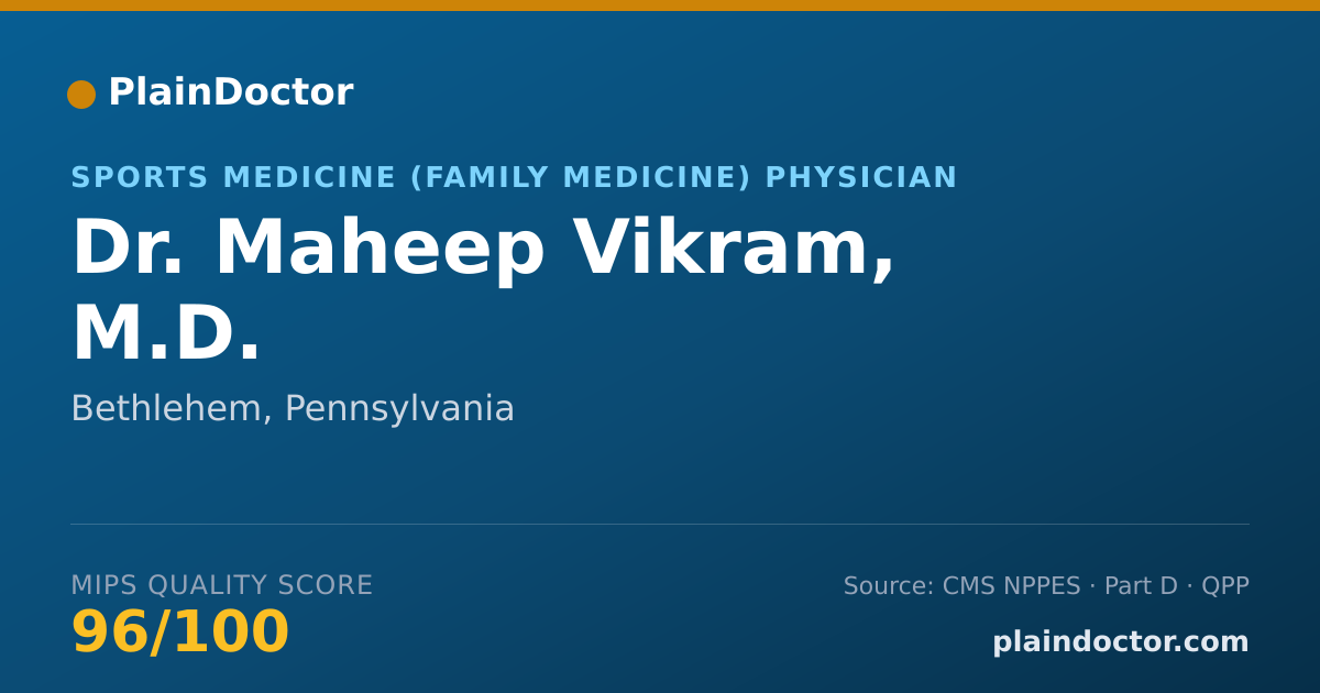 Shareable card for Maheep Vikram, M.D. - Sports Medicine (Family Medicine) Physician, Bethlehem, PA