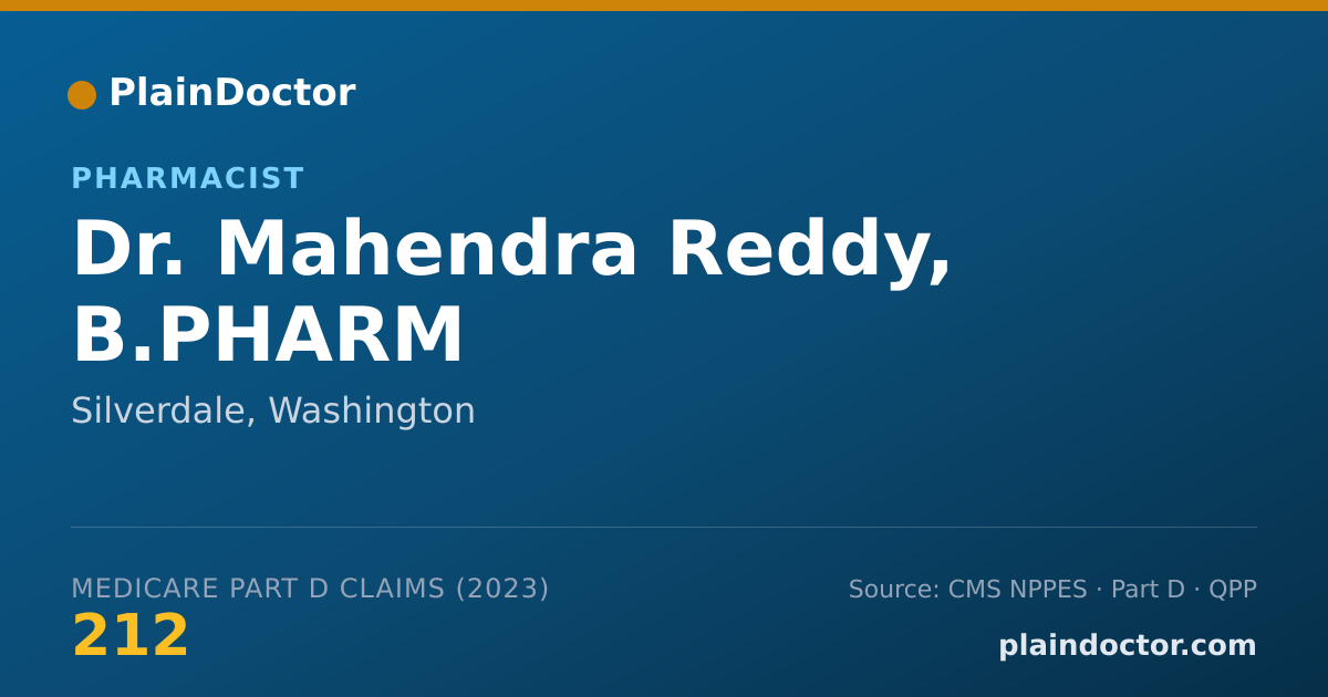 Shareable card for Mahendra Reddy, B.PHARM - Pharmacist, Silverdale, WA