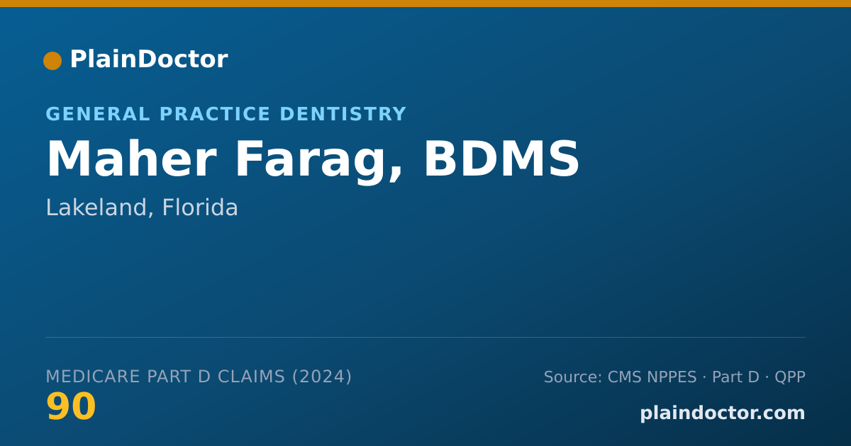 Shareable card for Maher Farag, BDMS - General Practice Dentistry, Lakeland, FL