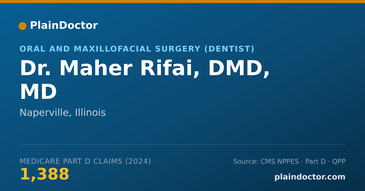 Shareable card for Maher Rifai, DMD, MD - Oral and Maxillofacial Surgery (Dentist), Naperville, IL