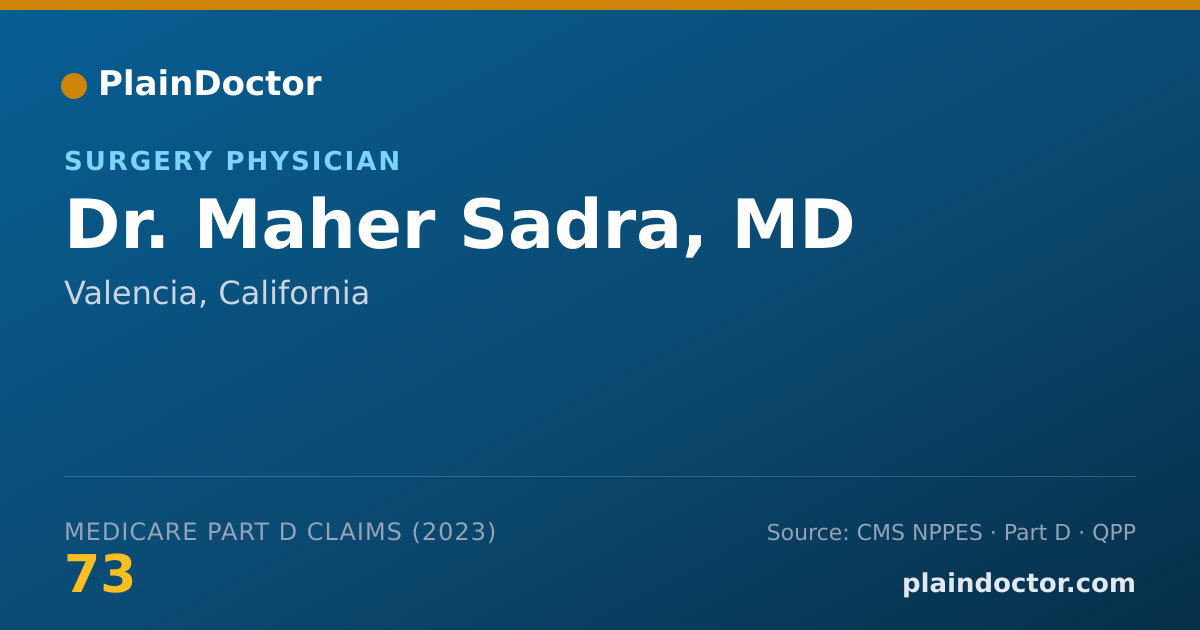Shareable card for Maher Sadra, MD - Surgery Physician, Valencia, CA