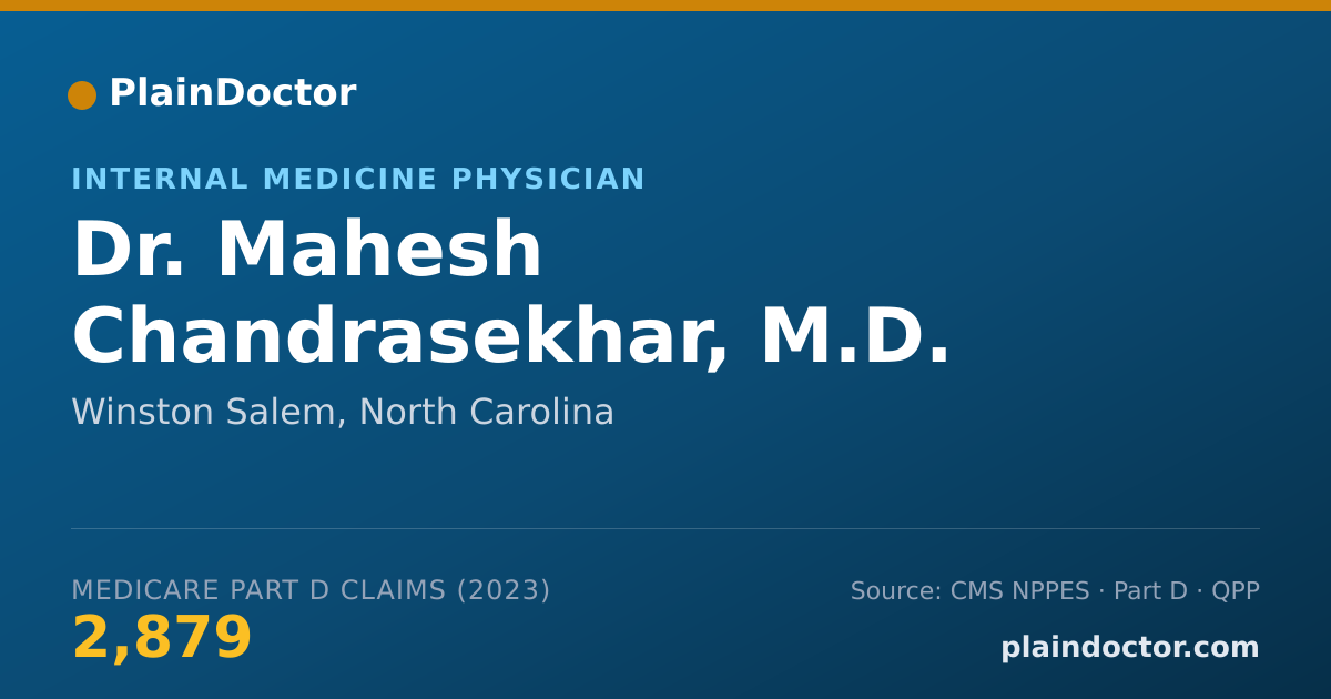 Shareable card for Mahesh Chandrasekhar, M.D. - Internal Medicine Physician, Winston Salem, NC