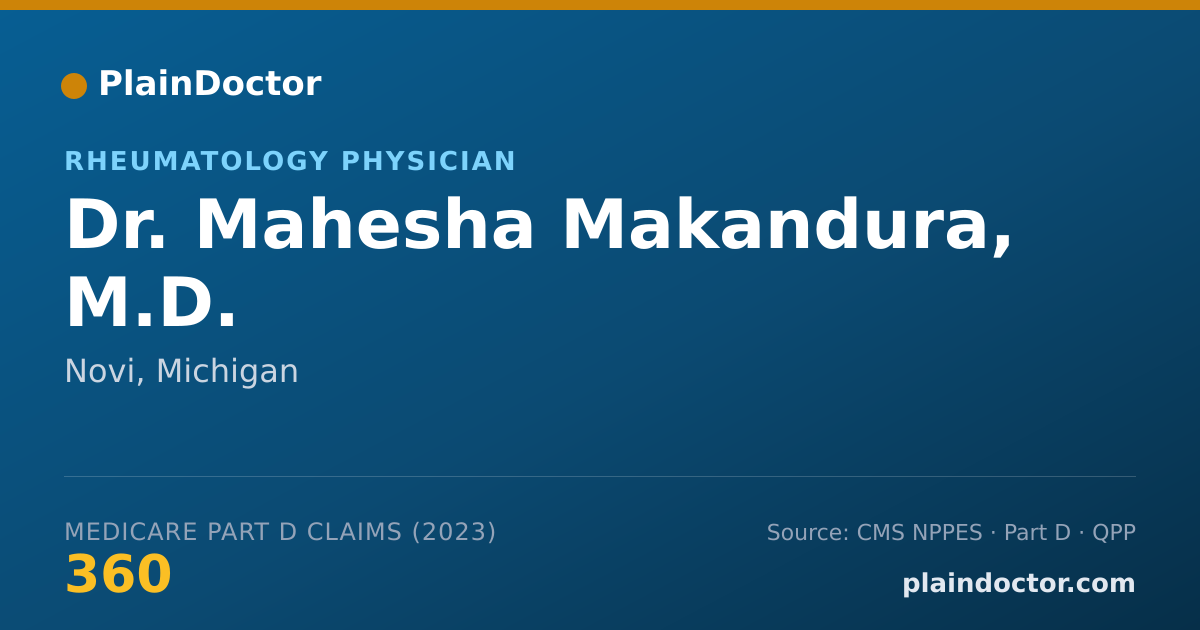 Shareable card for Mahesha Makandura, M.D. - Rheumatology Physician, Novi, MI