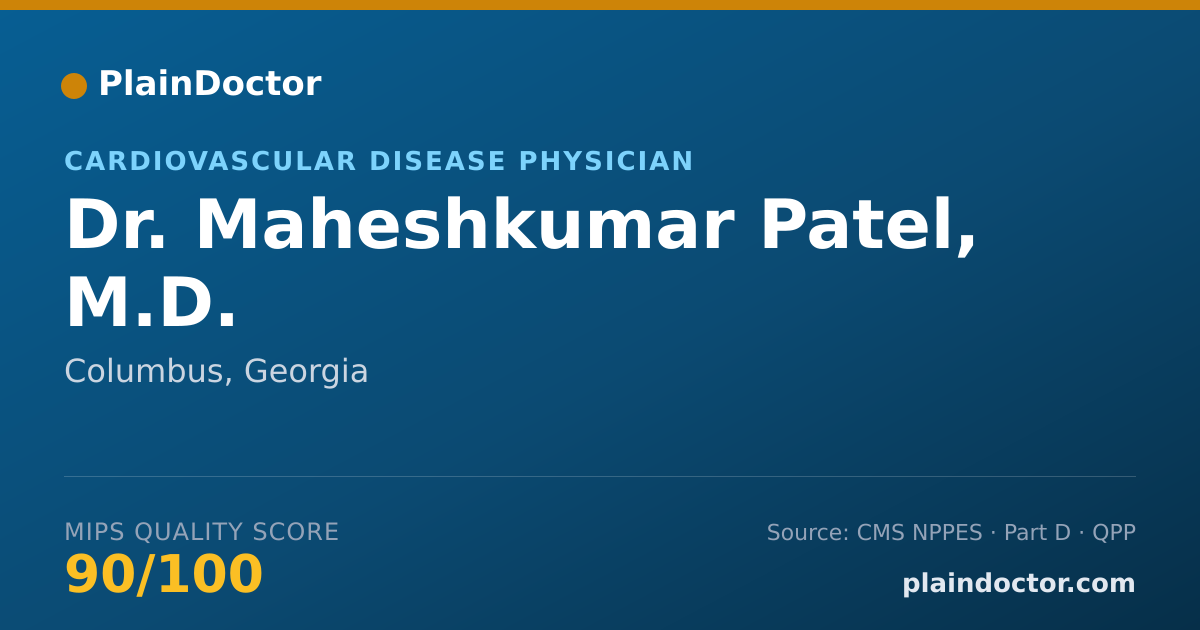 Shareable card for Maheshkumar Patel, M.D. - Cardiovascular Disease Physician, Columbus, GA