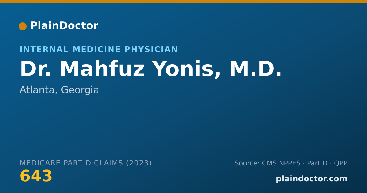 Shareable card for Mahfuz Yonis, M.D. - Internal Medicine Physician, Atlanta, GA
