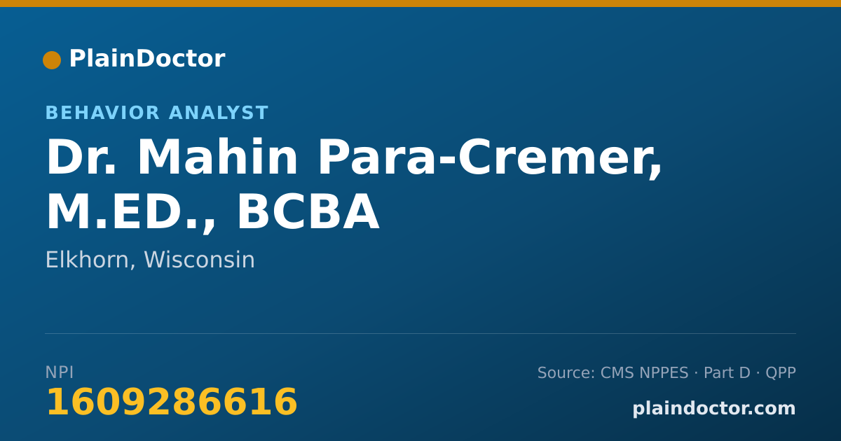 Shareable card for Mahin Para-Cremer, M.ED., BCBA - Behavior Analyst, Elkhorn, WI