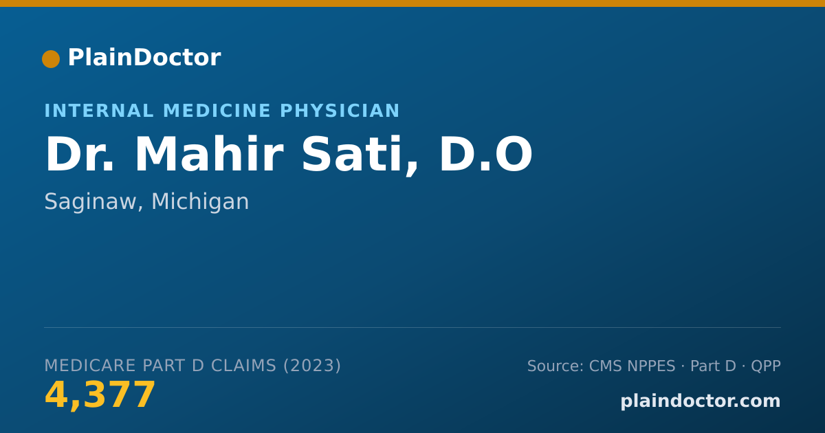 Shareable card for Mahir Sati, D.O - Internal Medicine Physician, Saginaw, MI