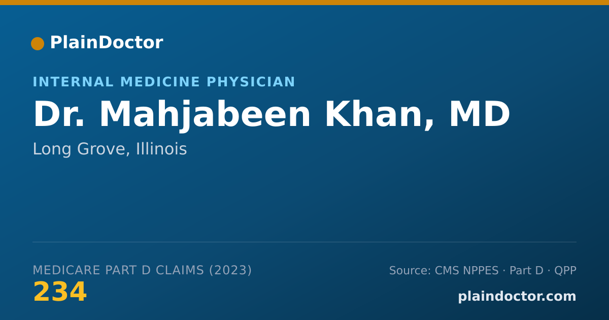 Shareable card for Mahjabeen Khan, MD - Internal Medicine Physician, Long Grove, IL