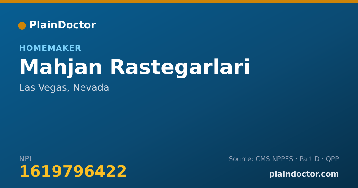 Shareable card for Mahjan Rastegarlari - Homemaker, Las Vegas, NV