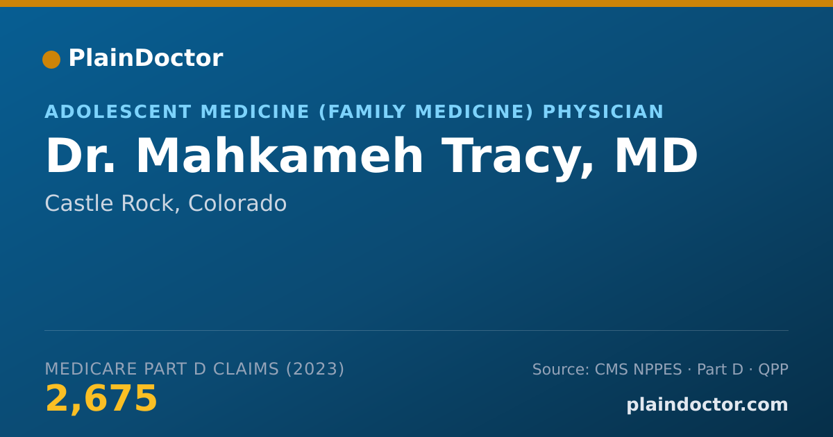 Shareable card for Mahkameh Tracy, MD - Adolescent Medicine (Family Medicine) Physician, Castle Rock, CO