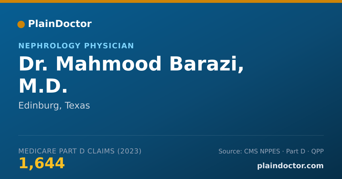 Shareable card for Mahmood Barazi, M.D. - Nephrology Physician, Edinburg, TX
