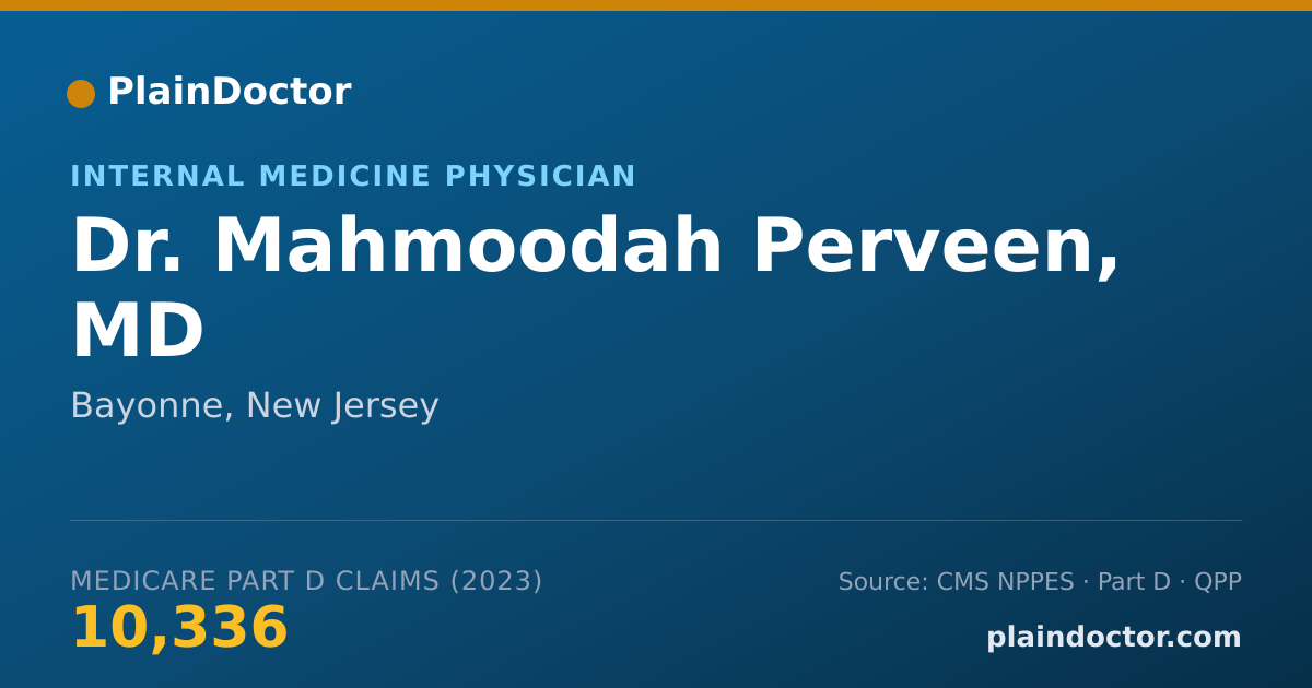 Shareable card for Mahmoodah Perveen, MD - Internal Medicine Physician, Bayonne, NJ
