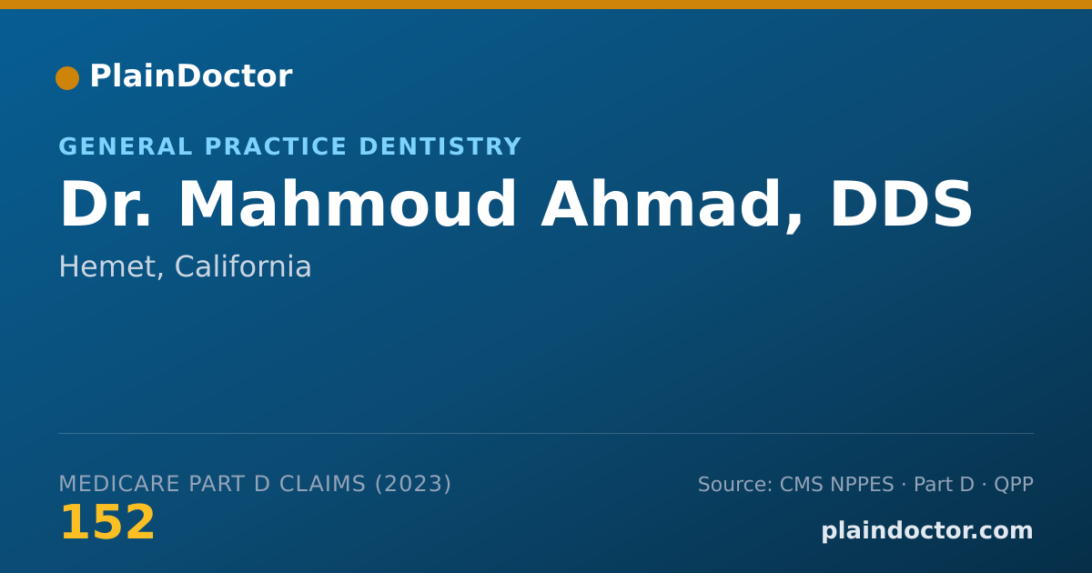 Shareable card for Mahmoud Ahmad, DDS - General Practice Dentistry, Hemet, CA