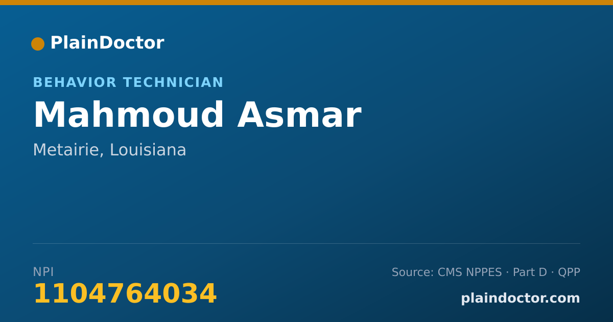 Shareable card for Mahmoud Asmar - Behavior Technician, Metairie, LA