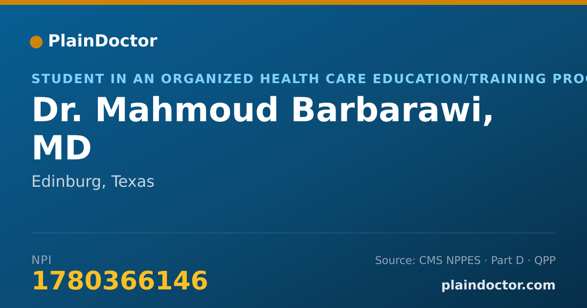 Shareable card for Mahmoud Barbarawi, MD - Student in an Organized Health Care Education/Training Program, Edinburg, TX