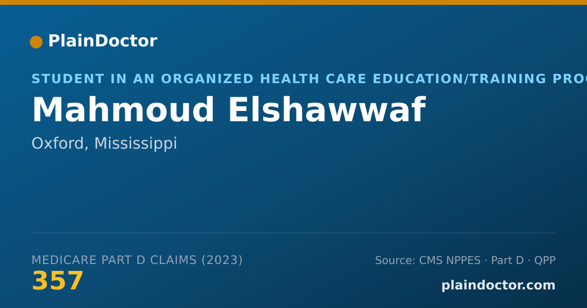 Shareable card for Mahmoud Elshawwaf - Student in an Organized Health Care Education/Training Program, Oxford, MS