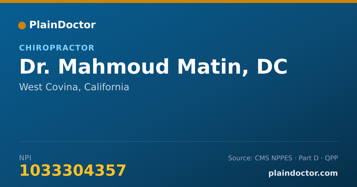 Shareable card for Mahmoud Matin, DC - Chiropractor, West Covina, CA