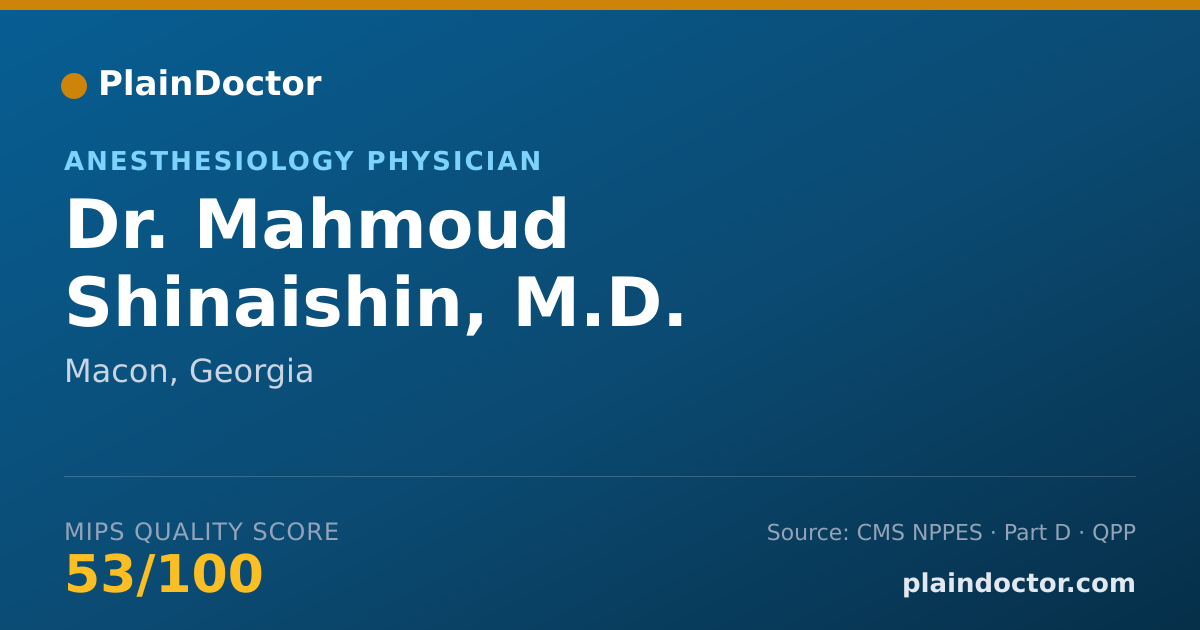 Shareable card for Mahmoud Shinaishin, M.D. - Anesthesiology Physician, Macon, GA