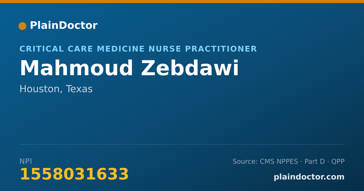 Shareable card for Mahmoud Zebdawi - Critical Care Medicine Nurse Practitioner, Houston, TX