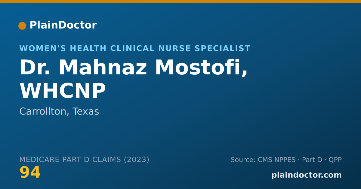 Shareable card for Mahnaz Mostofi, WHCNP - Women's Health Clinical Nurse Specialist, Carrollton, TX