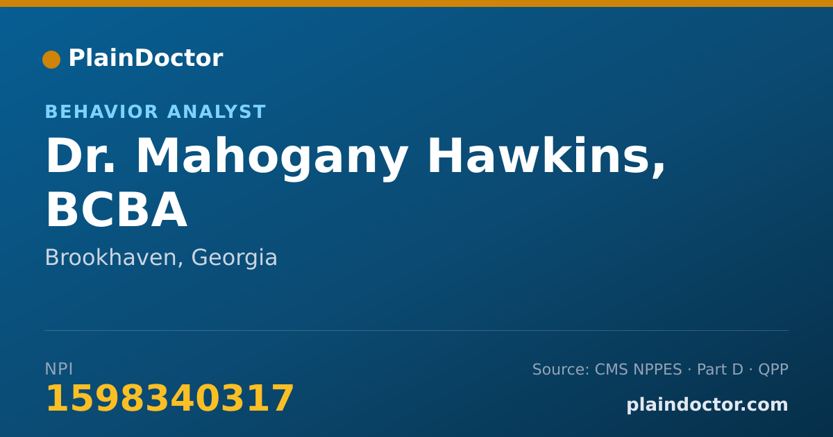 Shareable card for Mahogany Hawkins, BCBA - Behavior Analyst, Brookhaven, GA