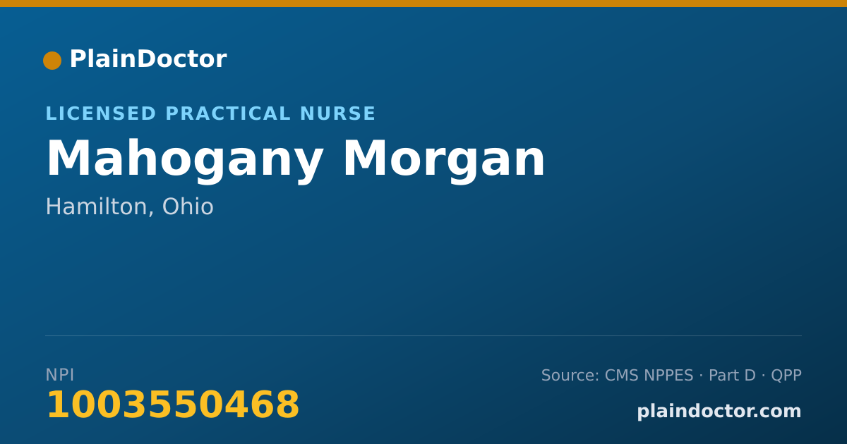 Shareable card for Mahogany Morgan - Licensed Practical Nurse, Hamilton, OH