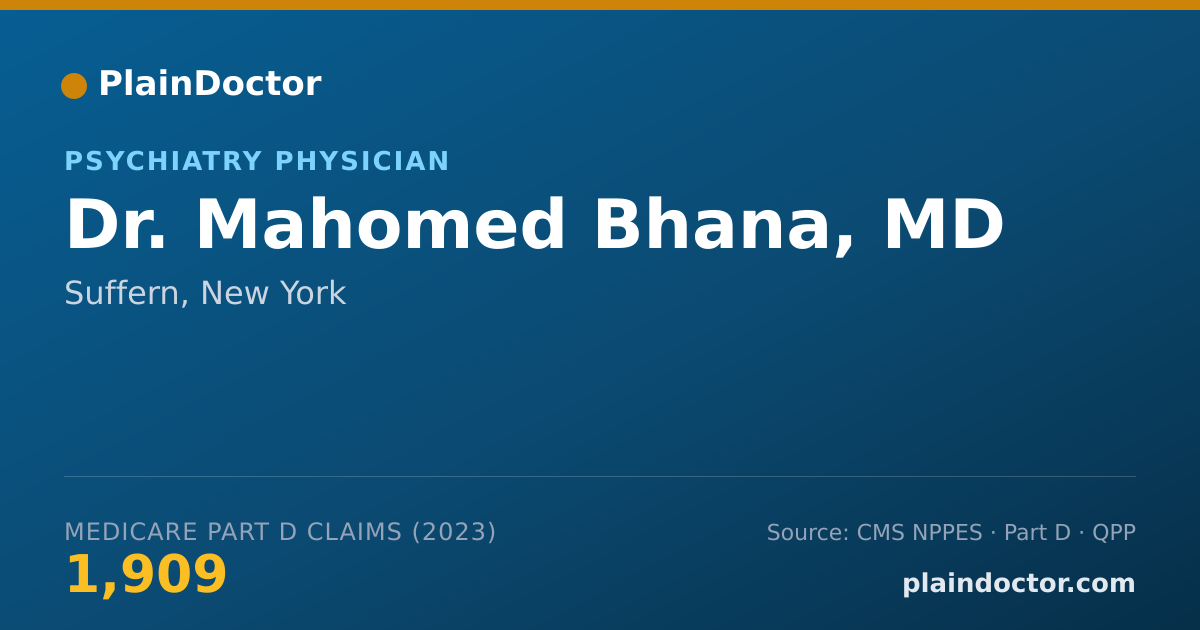 Shareable card for Mahomed Bhana, MD - Psychiatry Physician, Suffern, NY