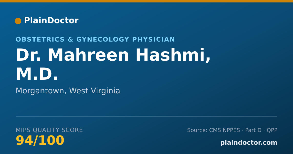 Shareable card for Mahreen Hashmi, M.D. - Obstetrics & Gynecology Physician, Morgantown, WV