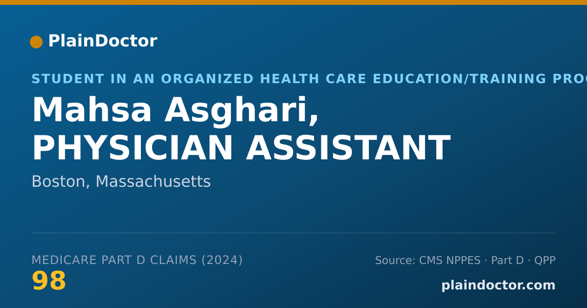 Shareable card for Mahsa Asghari, PHYSICIAN ASSISTANT - Student in an Organized Health Care Education/Training Program, Boston, MA