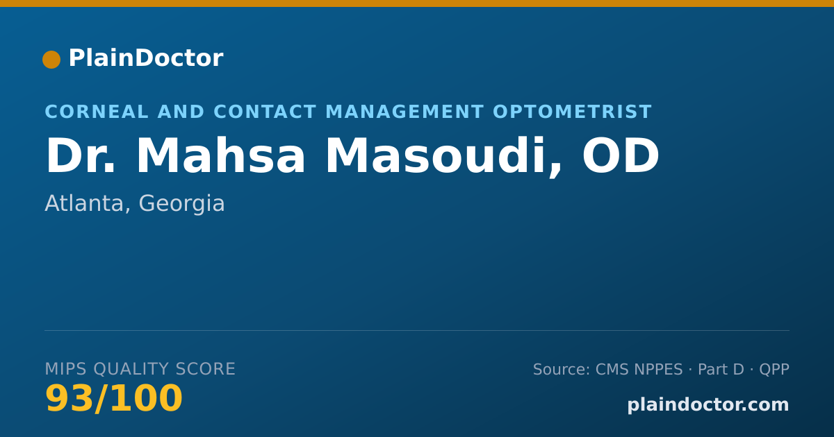 Shareable card for Mahsa Masoudi, OD - Corneal and Contact Management Optometrist, Atlanta, GA
