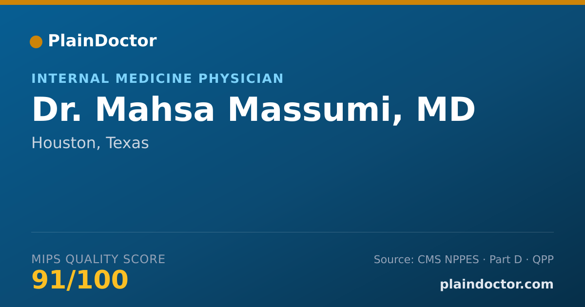 Shareable card for Mahsa Massumi, MD - Internal Medicine Physician, Houston, TX