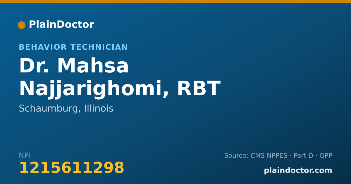 Shareable card for Mahsa Najjarighomi, RBT - Behavior Technician, Schaumburg, IL