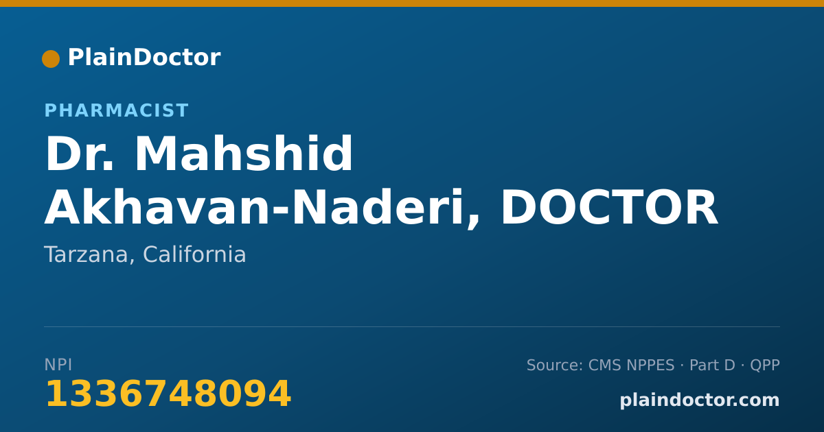 Shareable card for Mahshid Akhavan-Naderi, DOCTOR OF PHARMACY - Pharmacist, Tarzana, CA