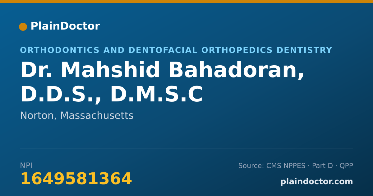 Shareable card for Mahshid Bahadoran, D.D.S., D.M.S.C - Orthodontics and Dentofacial Orthopedics Dentistry, Norton, MA