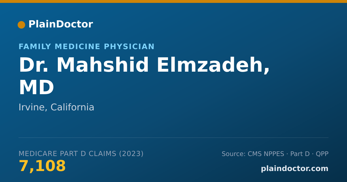 Shareable card for Mahshid Elmzadeh, MD - Family Medicine Physician, Irvine, CA