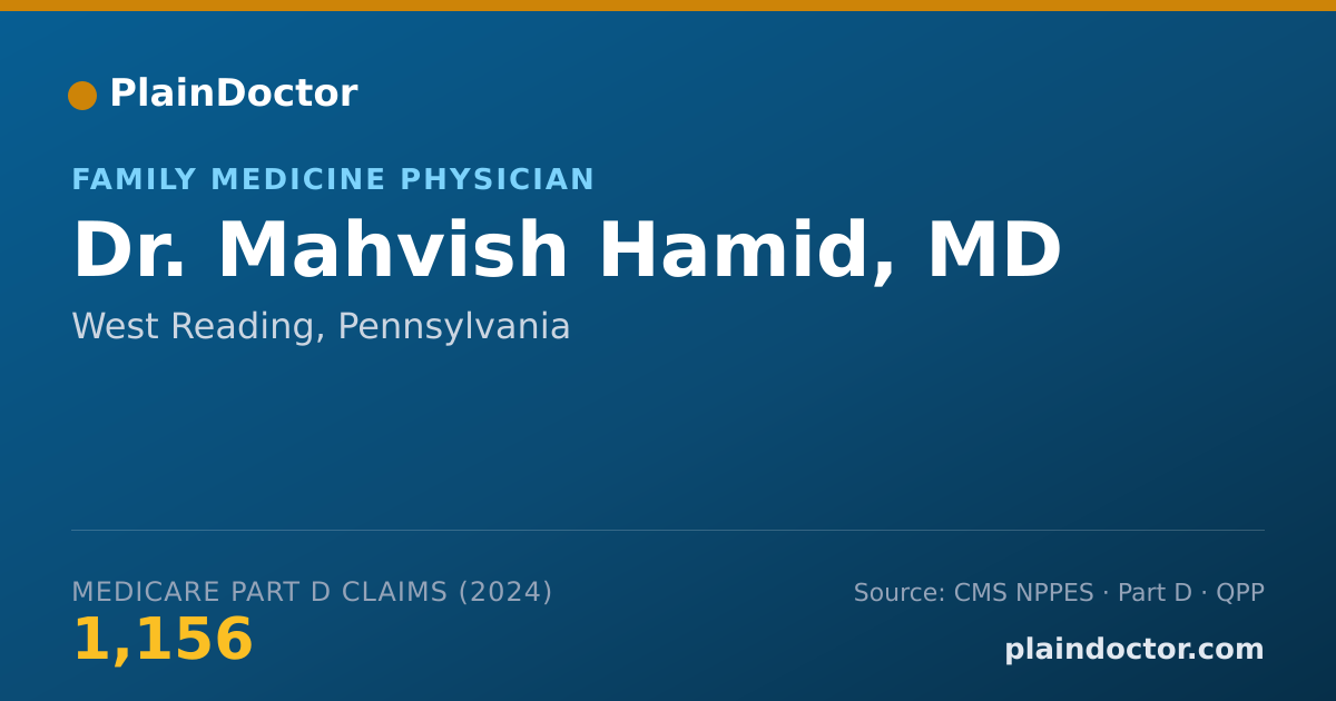 Shareable card for Mahvish Hamid, MD - Family Medicine Physician, West Reading, PA