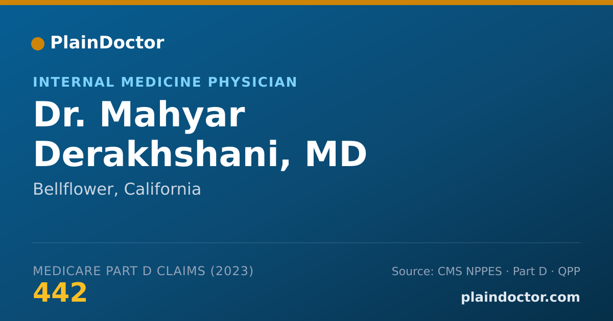 Shareable card for Mahyar Derakhshani, MD - Internal Medicine Physician, Bellflower, CA