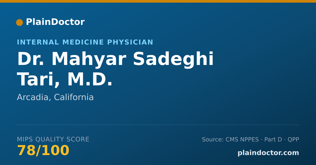Shareable card for Mahyar Sadeghi Tari, M.D. - Internal Medicine Physician, Arcadia, CA