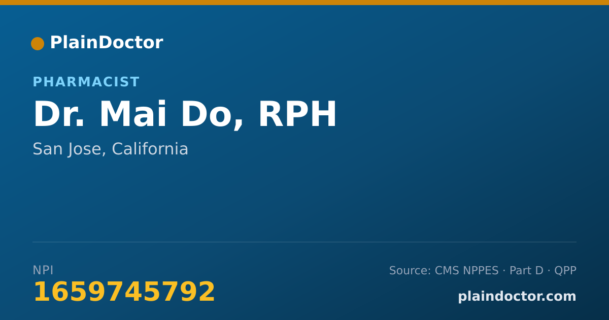 Shareable card for Mai Do, RPH - Pharmacist, San Jose, CA