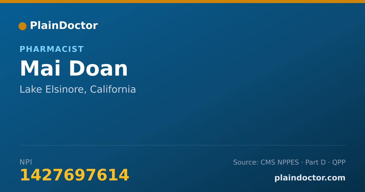 Shareable card for Mai Doan - Pharmacist, Lake Elsinore, CA