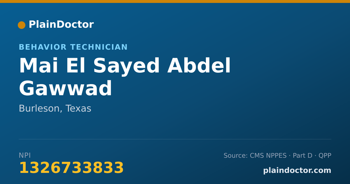 Shareable card for Mai El Sayed Abdel Gawwad - Behavior Technician, Burleson, TX