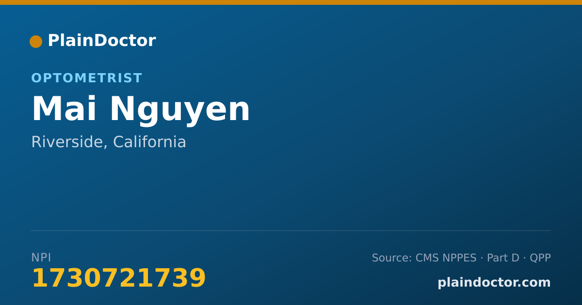 Shareable card for Mai Nguyen - Optometrist, Riverside, CA