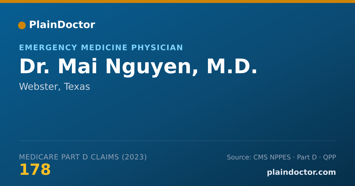 Shareable card for Mai Nguyen, M.D. - Emergency Medicine Physician, Webster, TX