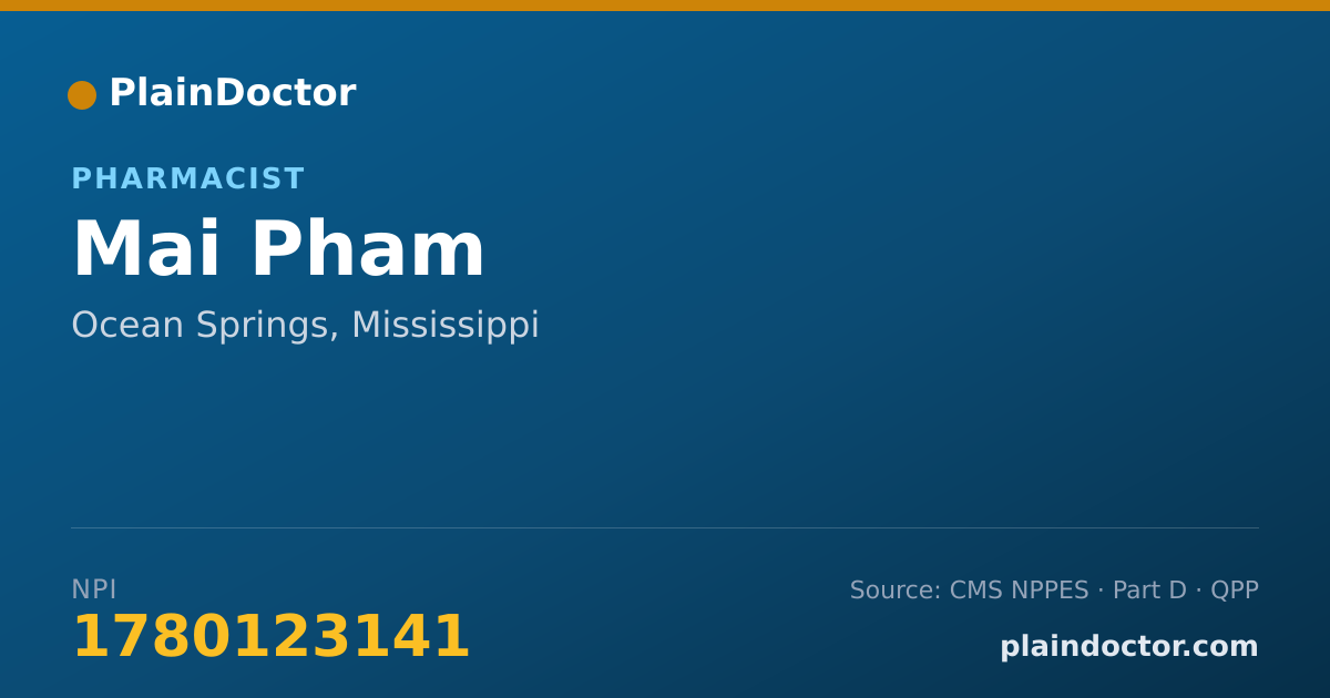 Shareable card for Mai Pham - Pharmacist, Ocean Springs, MS