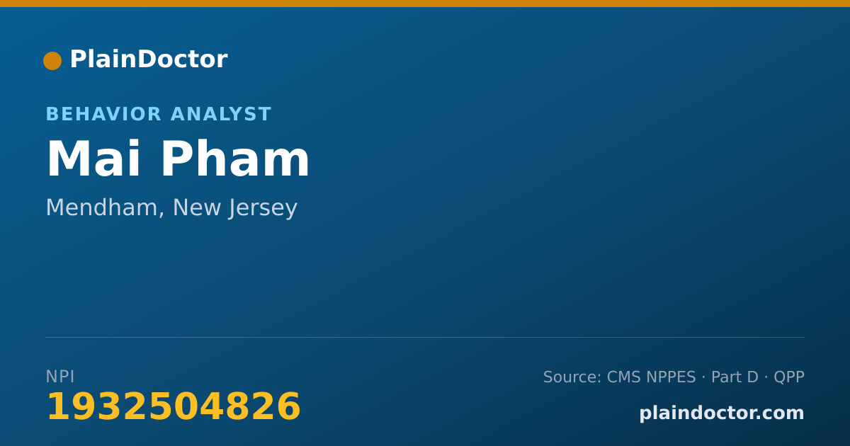 Shareable card for Mai Pham - Behavior Analyst, Mendham, NJ
