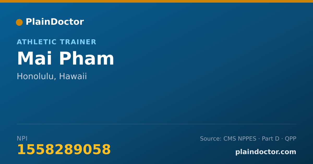 Shareable card for Mai Pham - Athletic Trainer, Honolulu, HI